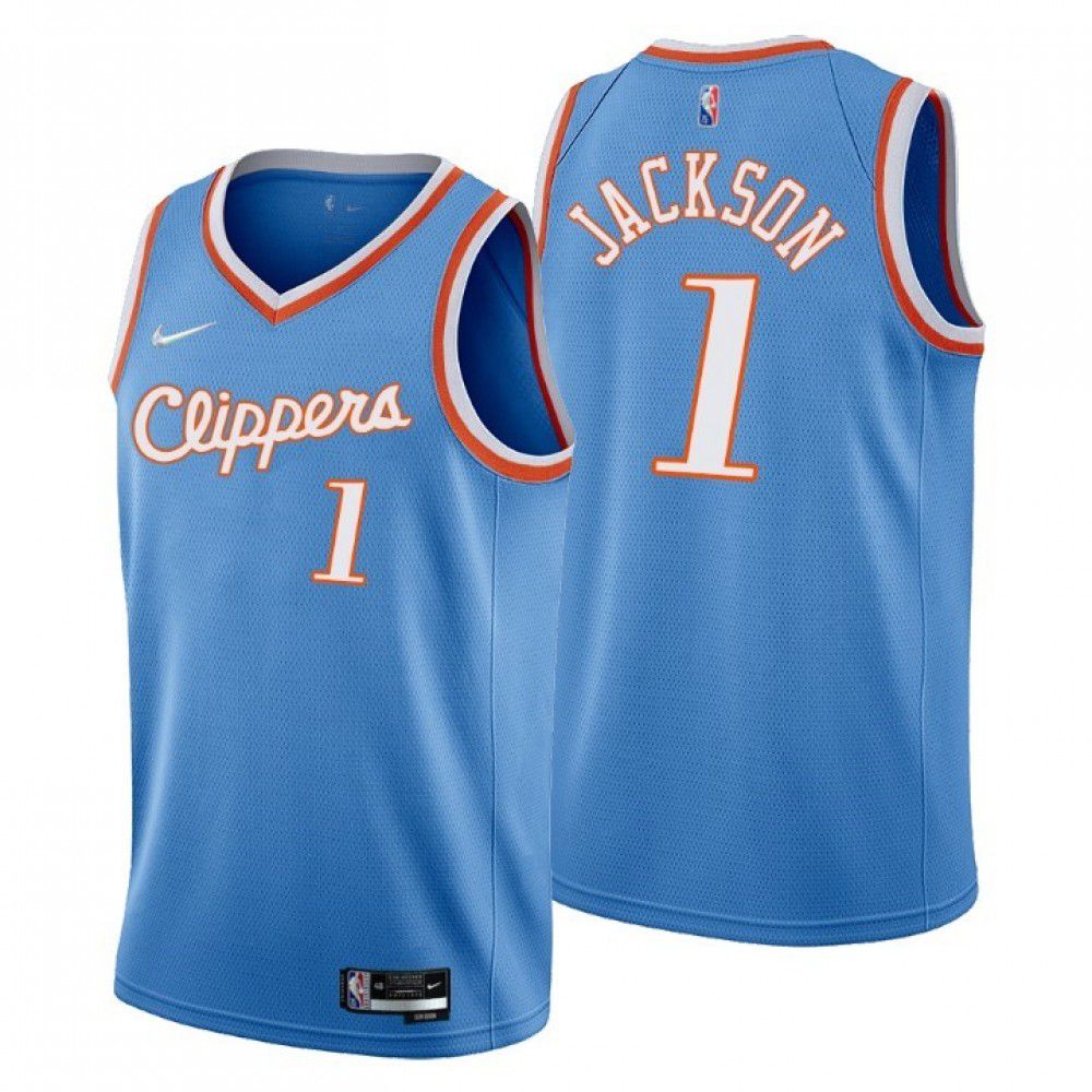 Men's Los Angeles Clippers Reggie Jackson #1 Blue 2021 Swingman NBA Jersey - City Edition-Pro Kit Vault | Brand New 26/27 Sports Jerseys
